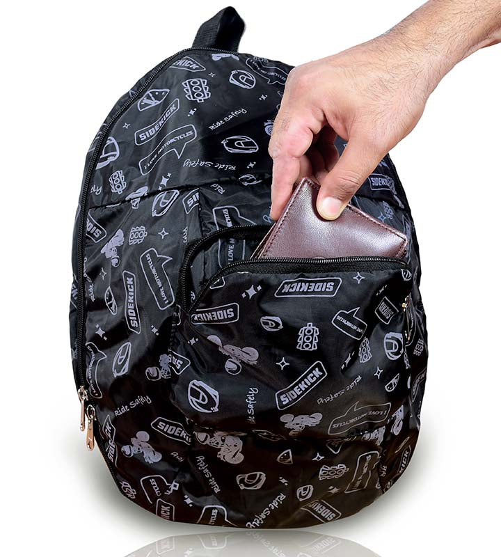 Sidekick Foldable Helmet Bag fits all full face and half face helmets.