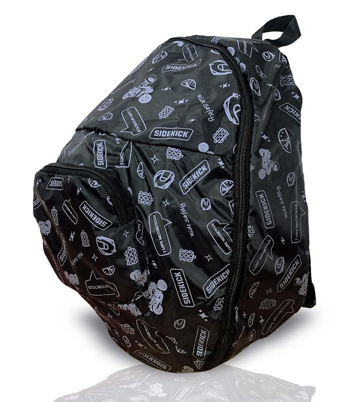 Sidekick Foldable Helmet Bag fits all full face and half face helmets.