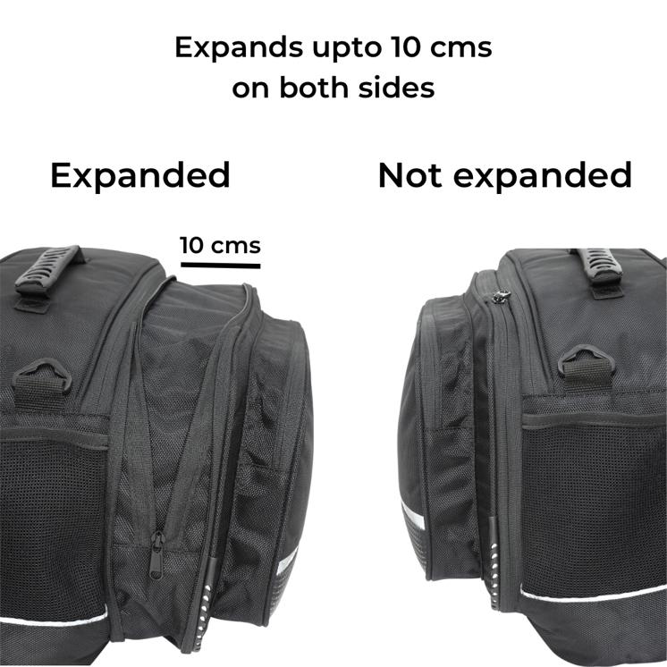 Stallion Saddlebag with Rain Covers 50Ltrs expandable to 65Ltrs