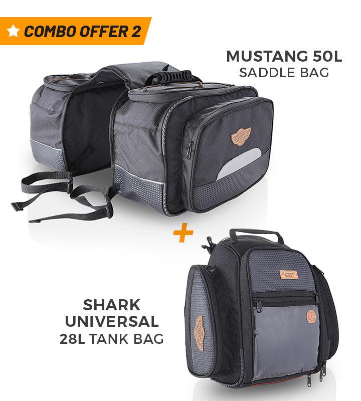 Combo 2: Mustang 50L Saddle Bag + Shark Universal 28L Tank Bag GuardianGears