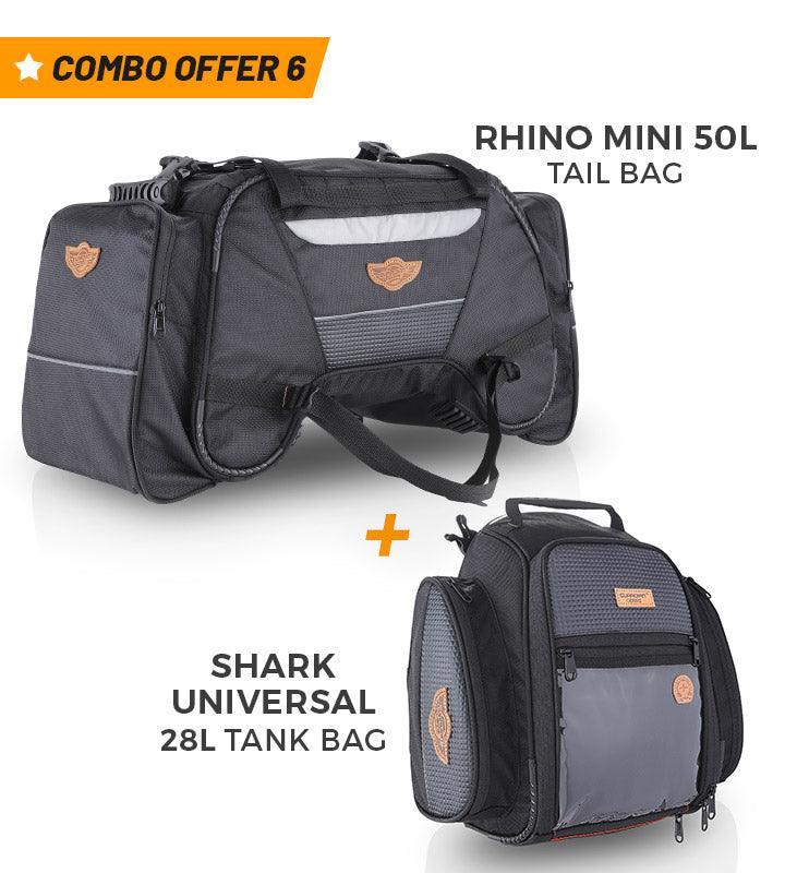 Combo 6: Rhino Mini 50L Tail Bag + Shark Universal 28L Tank Bag GuardianGears