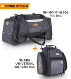 Combo 6: Rhino Mini 50L Tail Bag + Shark Universal 28L Tank Bag